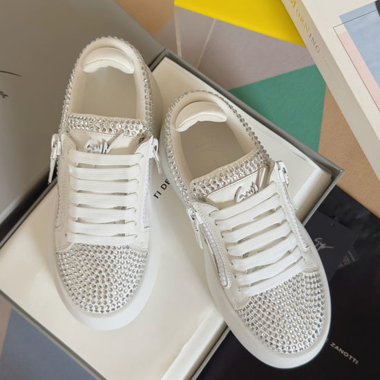 Giuseppe Zanotti Rhinestone Zipper Platform Casual Sneakers Comfortable Sole