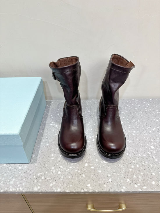 Prada Retro Western Cowboy Boots Non Slip Comfort Ankle Boots