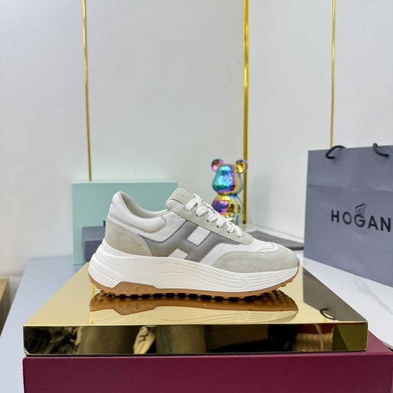 Hogan Color-Block Thick-Soled Sneakers with Striped Design