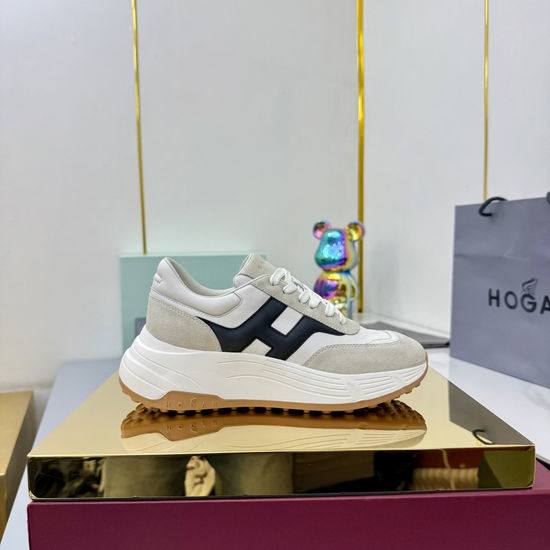 Hogan Color-Block Thick-Soled Sneakers with Striped Design