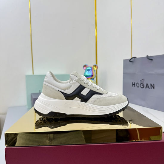 Hogan Color-Block Thick-Soled Sneakers with Striped Design