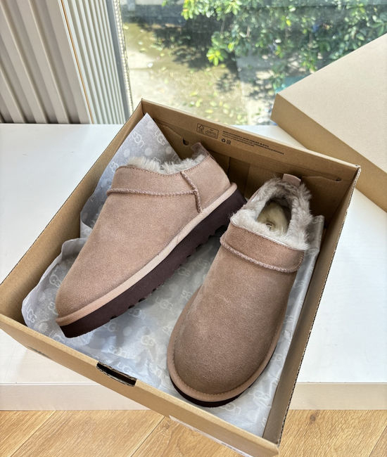 UGG Premium Leather Warm Fleece Lined Comfortable Platform Slippers