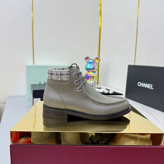 Chanel Color Block Leather Comfortable Short Ankle Boots