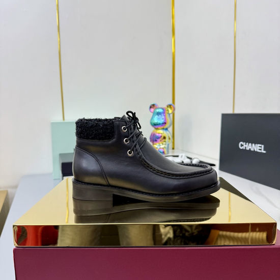 Chanel Color Block Leather Comfortable Short Ankle Boots