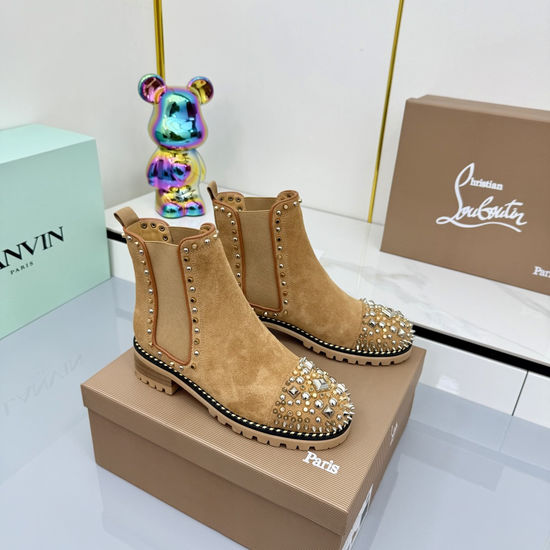 Louis Vuitton Rivet Decor Ankle Boots With Two Tone Rubber Sole