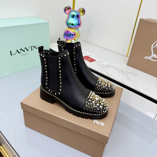 Louis Vuitton Rivet Decor Ankle Boots With Two Tone Rubber Sole