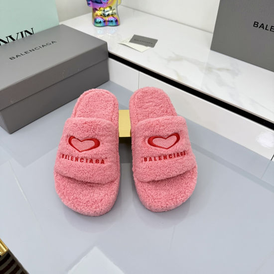 Balenciaga Furry Platform Slides Warm Comfortable Non Slip Slippers