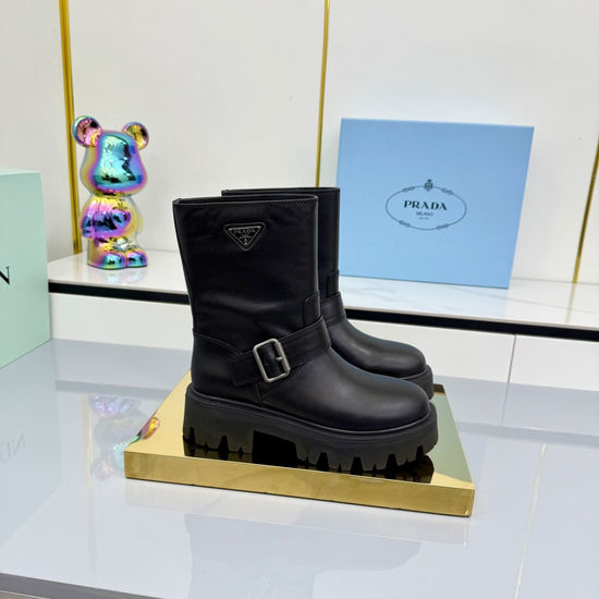 Prada Slip On Ankle Boots Premium Leather Comfortable Casual Boots