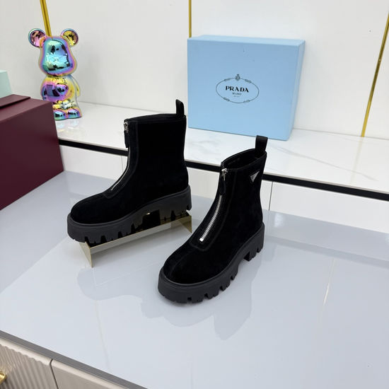Prada Classic Logo Detail Slip On Comfort Ankle Boots