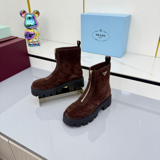 Prada Classic Logo Detail Slip On Comfort Ankle Boots