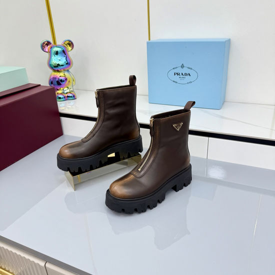 Prada Classic Logo Detail Slip On Comfort Ankle Boots