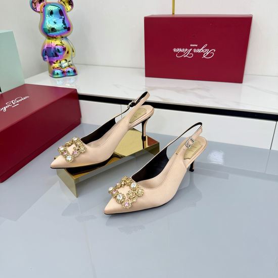 Vivienne Westhood Rhinestone Buckle Satin Kitten Heel Slingback Shoes