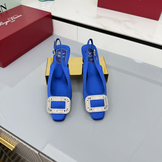 Vivienne Westhood Satin Kitten Heel Slingback Pumps with Crystal Buckle