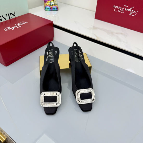 Vivienne Westhood Rhinestone Buckle Satin Kitten Heel Slingback Shoes