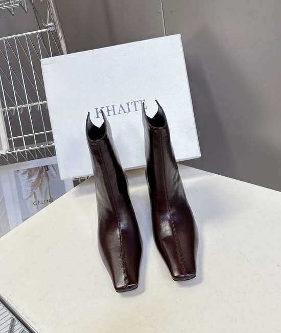 Khaite Vintage Pointed Toe Block Heel Fashion Ankle Boots