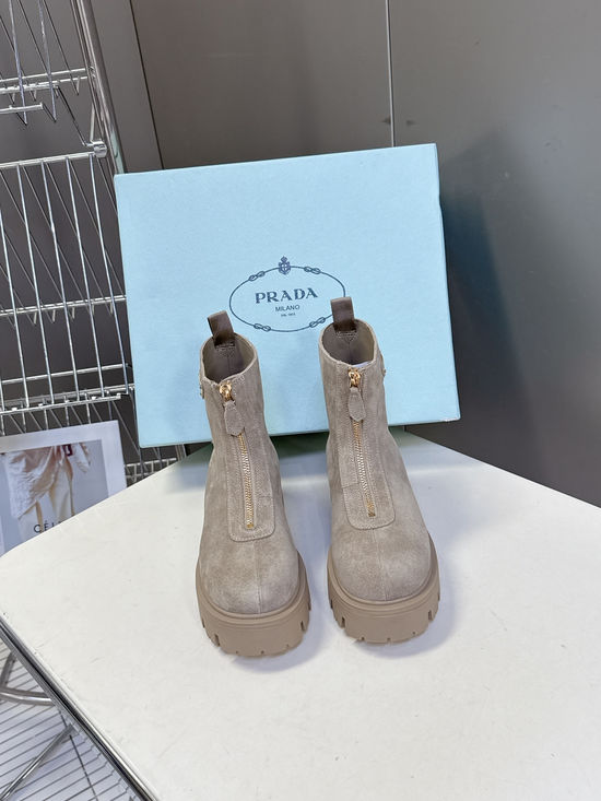 Prada Triangle Logo Slip On Ankle Boots Non Slip Sole