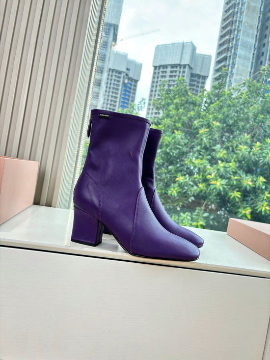Miu Miu Soft Stretch Sheepskin Short Boots Cozy Casual Footwear