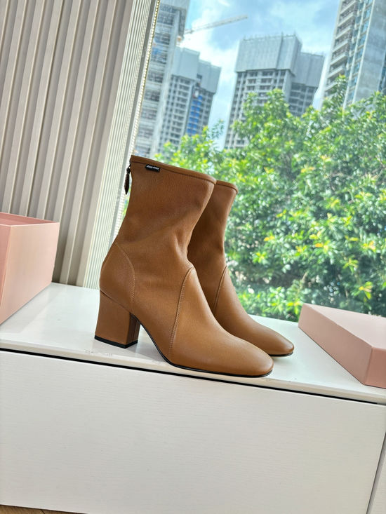 Miu Miu Soft Stretch Sheepskin Short Boots Cozy Casual Footwear