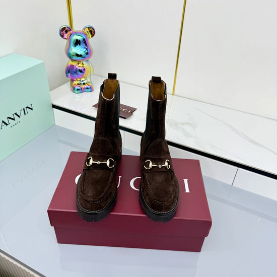 Gucci Lace-up Martin Boots with Genuine Leather Upper