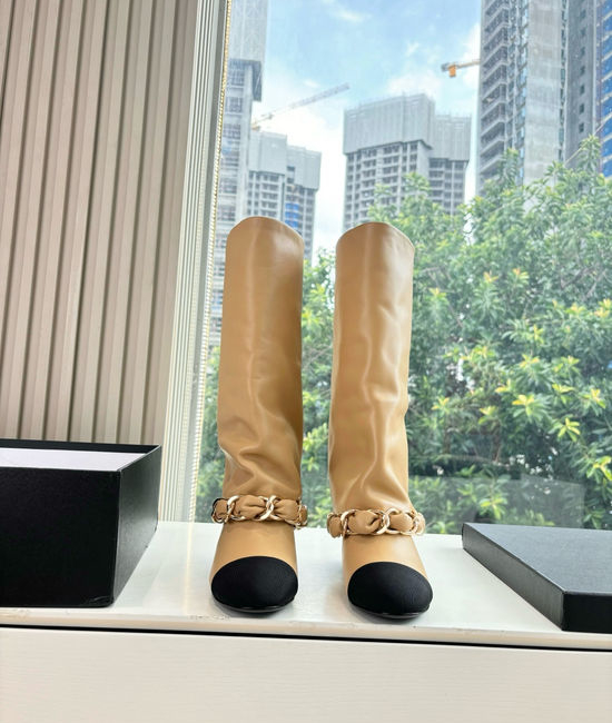 Chanel Classic Embellished Knee High Leather Riding Boots