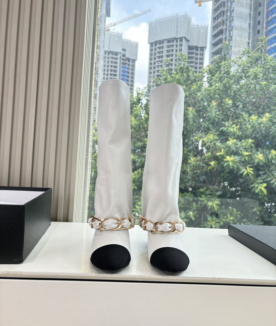 Chanel Classic Embellished Knee High Leather Riding Boots