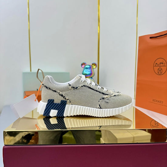 Hermes Suede Canvas Casual Athletic Shoes Comfortable Walking Sneakers