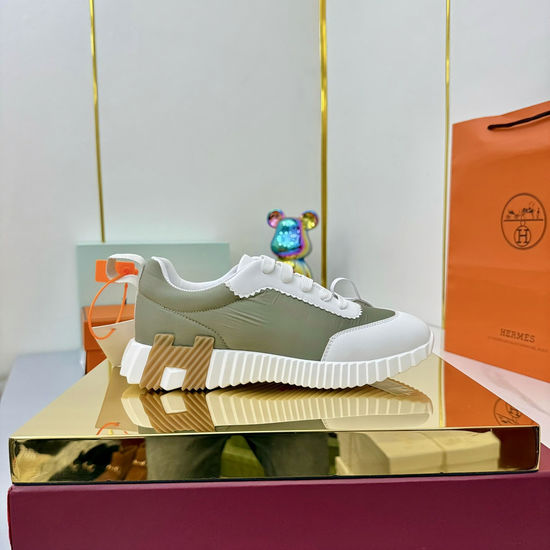 Hermes Suede Canvas Casual Athletic Shoes Comfortable Walking Sneakers