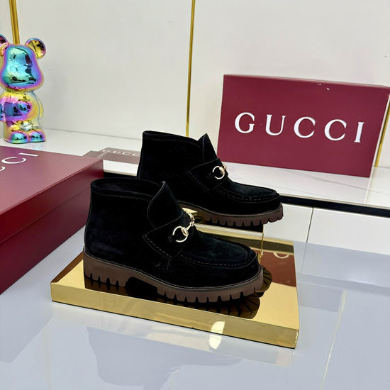 Gucci Lace-up Martin Boots with Genuine Leather Upper