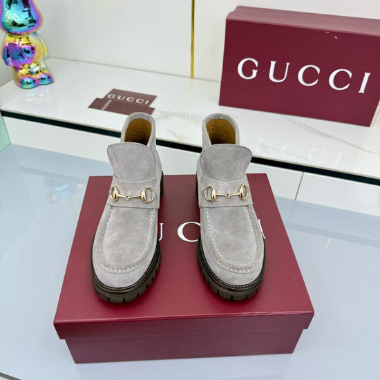 Gucci Lace-up Martin Boots with Genuine Leather Upper