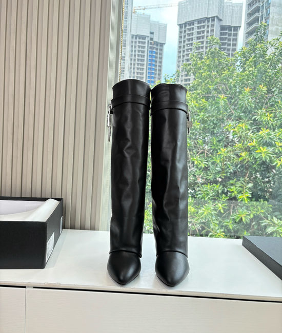 Givenchy Elegant Embroidered Leather High Heel Tall Boots