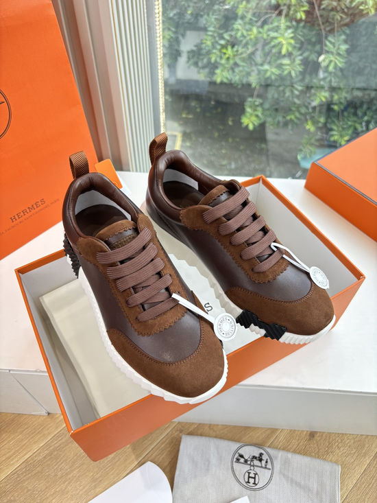 Hermes Premium Leather Comfortable Versatile Casual Sneakers Fashionable