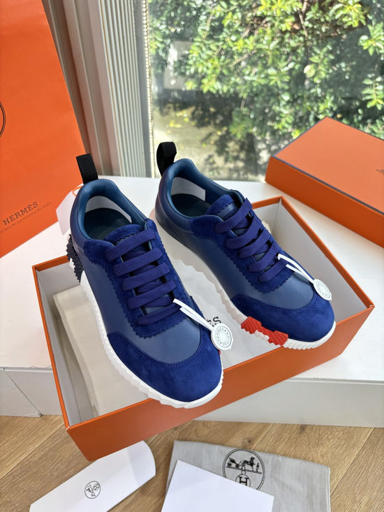 Hermes Premium Leather Comfortable Versatile Casual Sneakers Fashionable