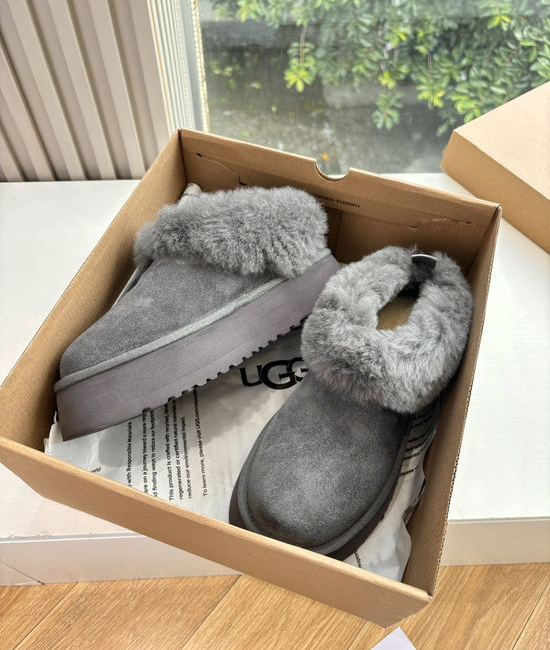 UGG Fleece Lined Suede Ankle Boots With Thick Rubber Sole