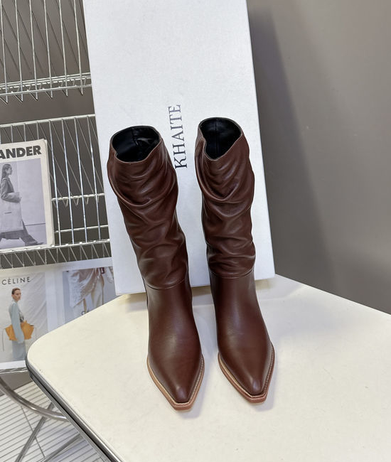 Khaite Elegant Pointed Toe Knee High Fashion Boots
