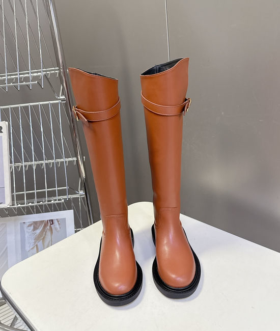 Celine Vintage Style Cowhide Leather Low Heel Ankle Boots