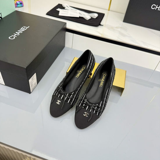 Chanel Classic Two Tone Genuine Leather Ballet Flats
