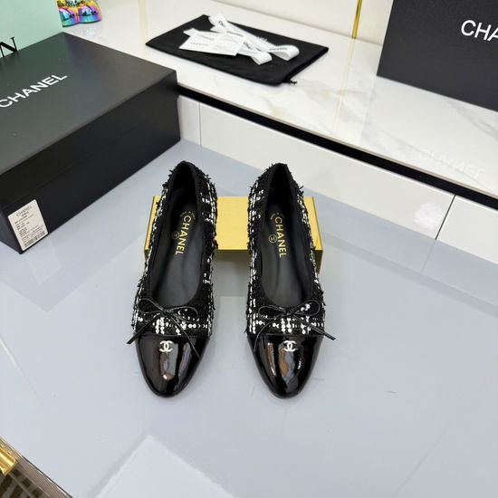 Chanel Classic Two Tone Genuine Leather Ballet Flats