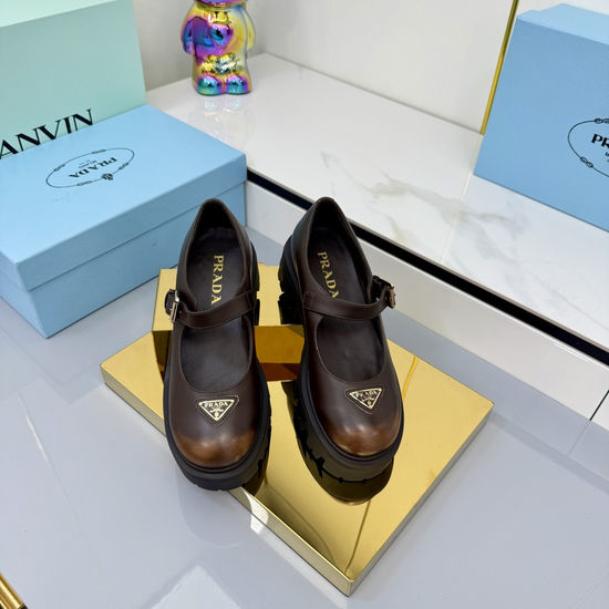 Prada Genuine Leather Thick Sole Mary Jane Casual Shoes