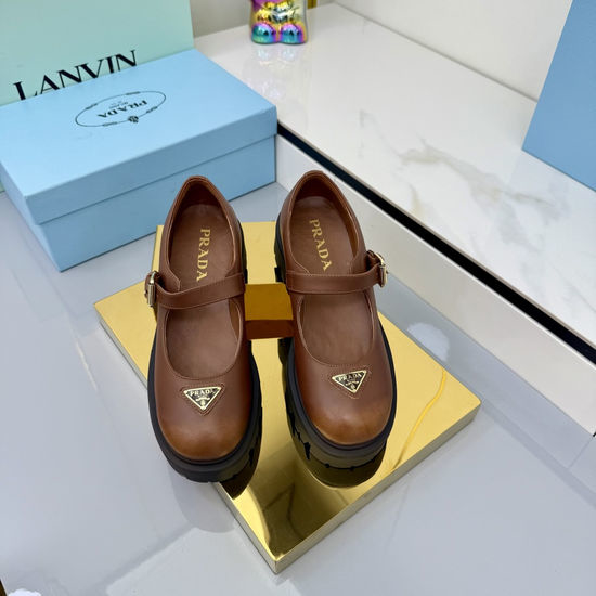 Prada Genuine Leather Thick Sole Mary Jane Casual Shoes