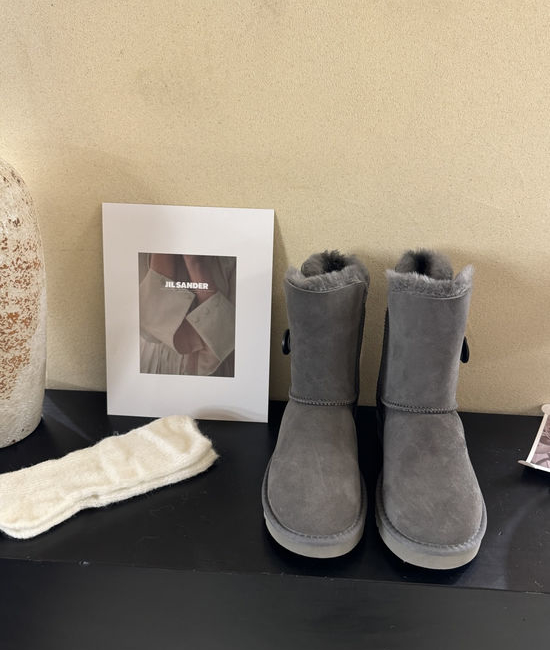 UGG Classic Mid-Calf Wooden Buckle Gray Boots