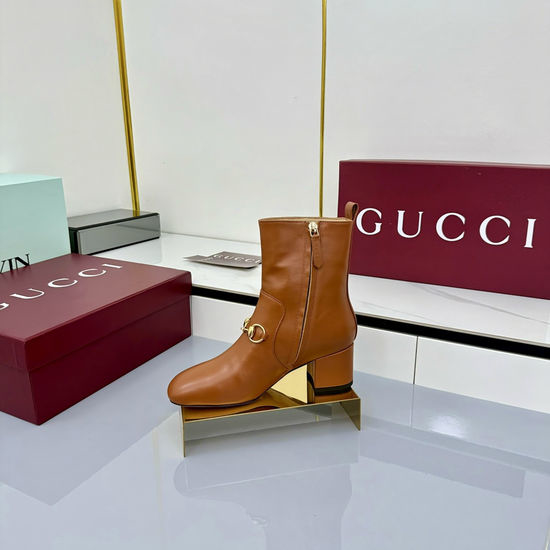 Gucci Genuine Leather Lace-up Ankle Martin Boots