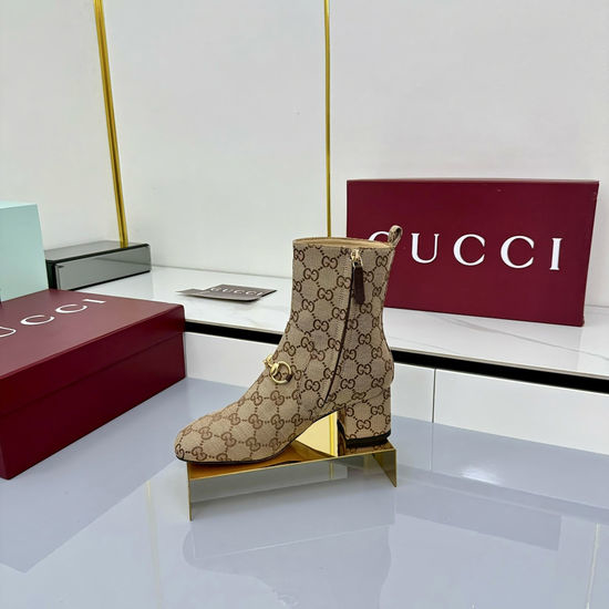 Gucci Genuine Leather Lace-up Ankle Martin Boots
