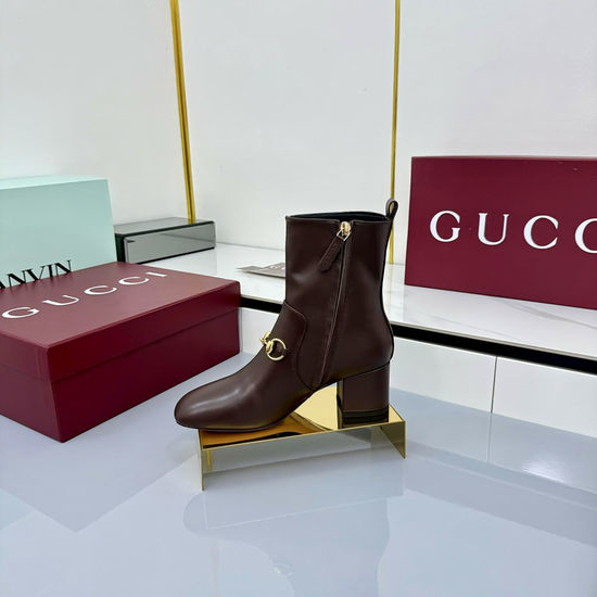 Gucci Genuine Leather Lace-up Ankle Martin Boots