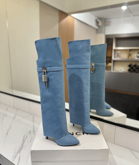 Givenchy Stylish Denim Over The Knee High Heel Boots