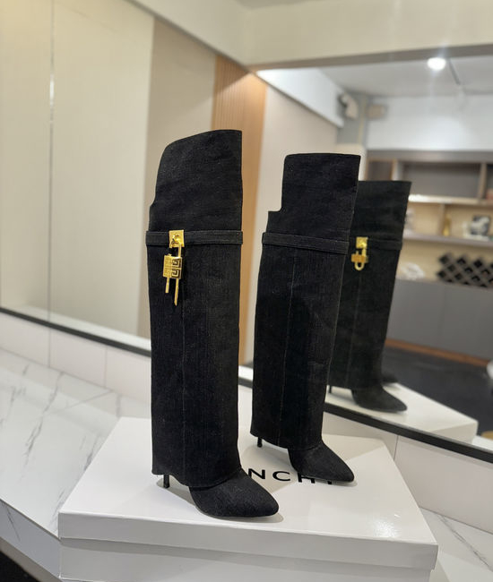 Givenchy Stylish Denim Over The Knee High Heel Boots