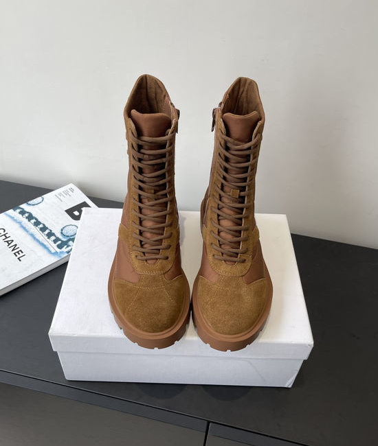 Celine Retro Style Cowhide Leather Martin Boots Non-slip Rubber Sole
