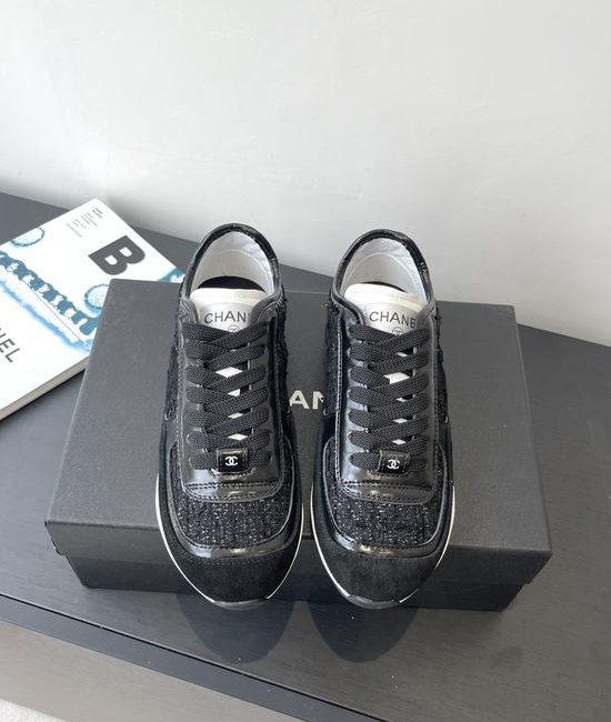 Chanel Panda Color Casual Sneakers Cashmere Upper Sheepskin Lining