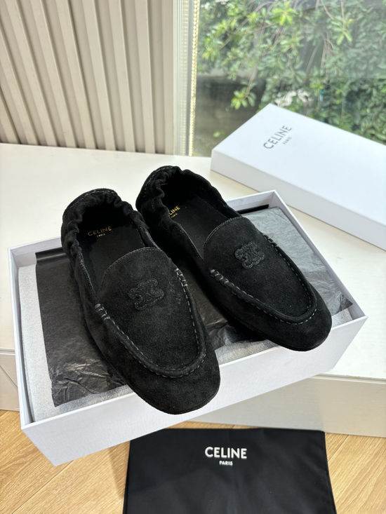 Celine Soft Suede Slip On Loafer Comfortable Work Shoes