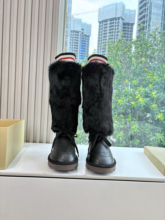Brunello Cucinelli Warm Shearling Lined Suede Winter Boots Non-Slip Comfortable Footwear
