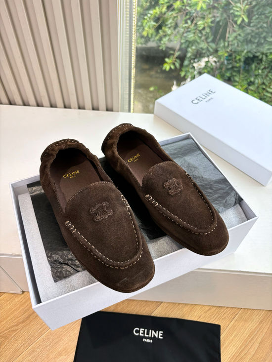 Celine Soft Suede Slip On Loafer Comfortable Work Shoes